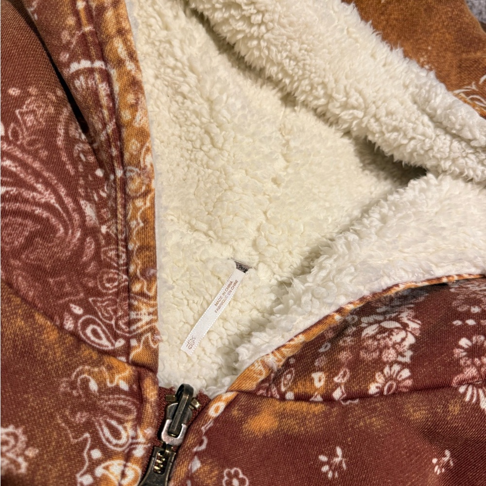 Free People Brown and Cream Teddy Jacket - Picture 2 of 4